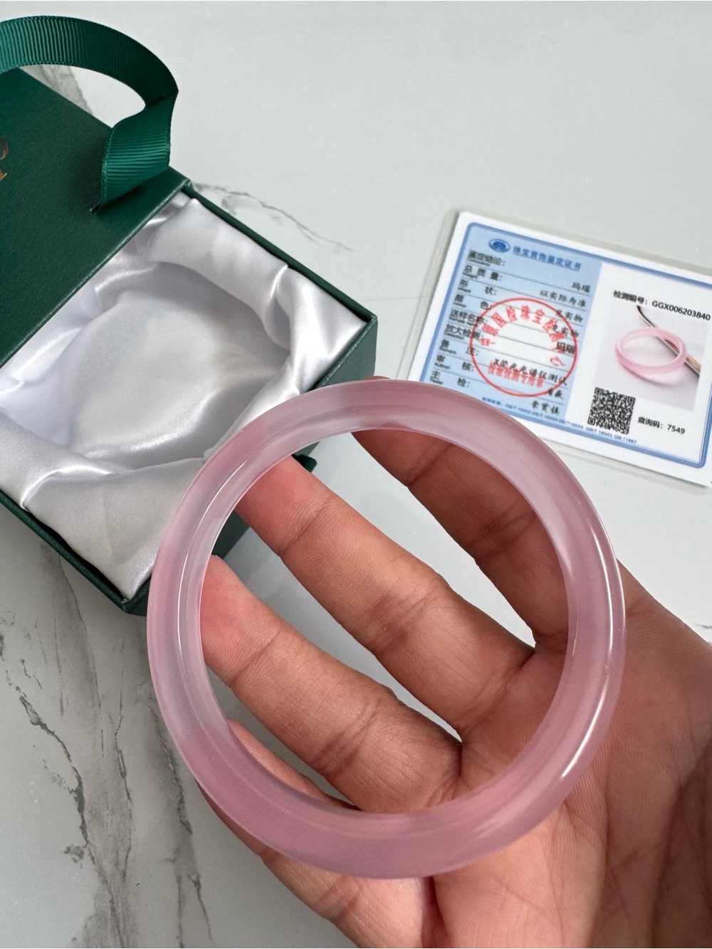 Certified Original Pink Agate Bangle Bracelet – Size 7.5 - Divinità